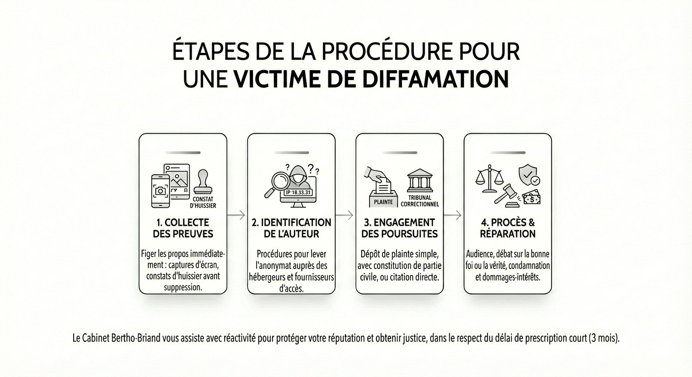 Etape de la procédure pour une victime de diffamation 