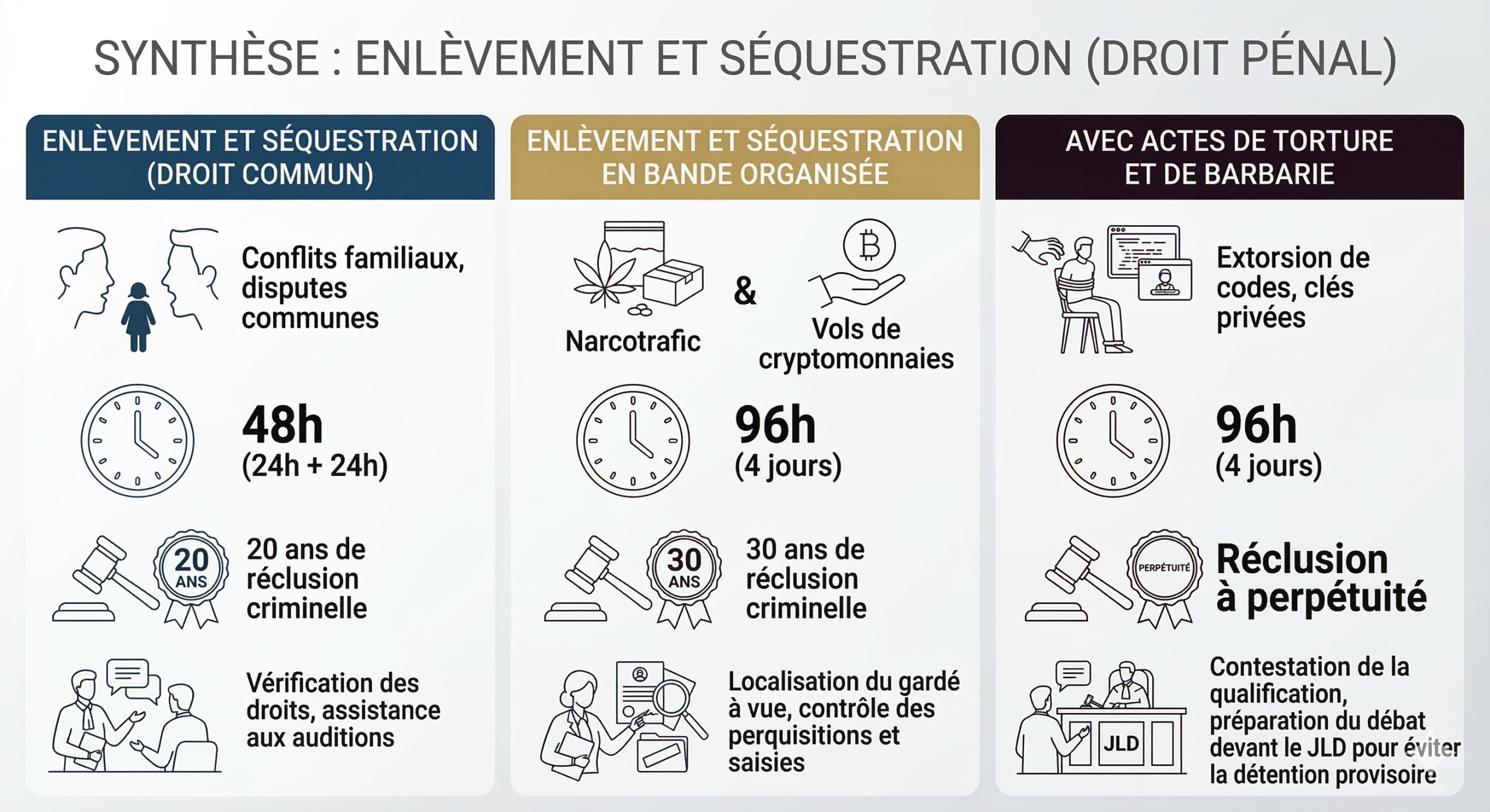 Enlèvement et séquestration : Infractions, procédure et défense pénale